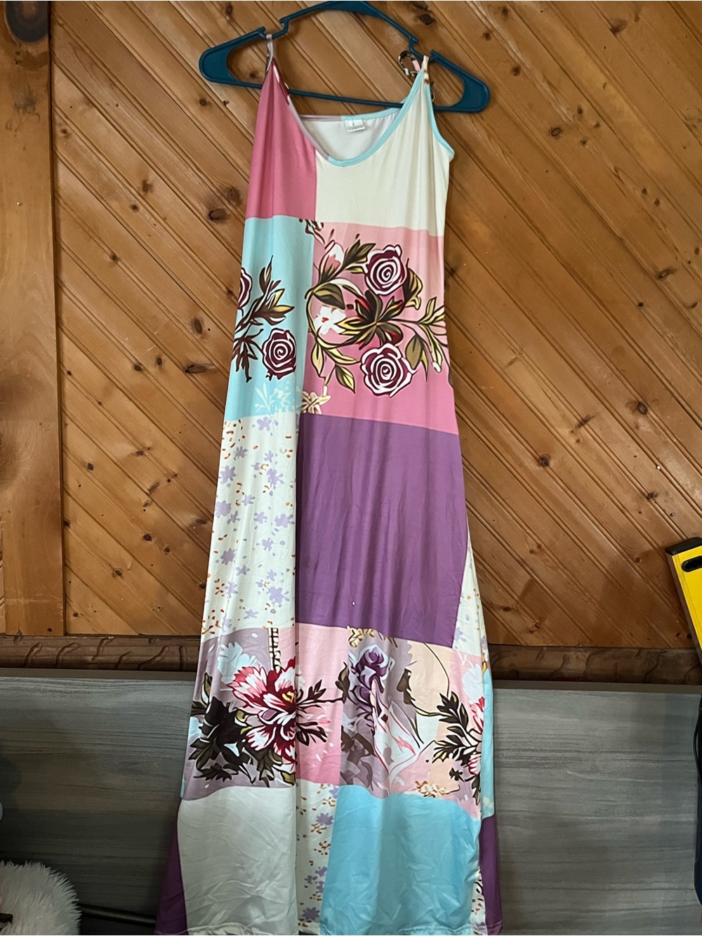 Boho Patchwork Floral Maxi Dress — Pink & Purple